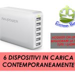Stazione di Ricarica RAV Power con 6 Porte USB Caricabatterie RavPower